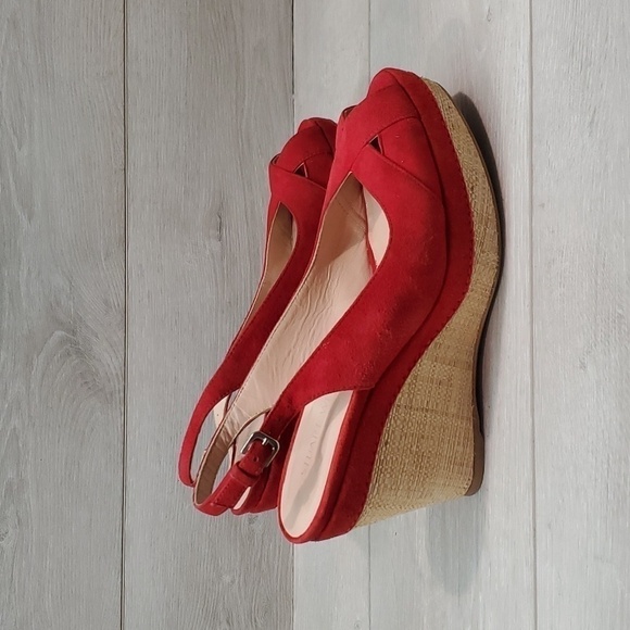 Stuart Weitzman Womens Ankle Suede Slingback Wedge Sandals shoes sz 7.5M - Picture 3 of 13